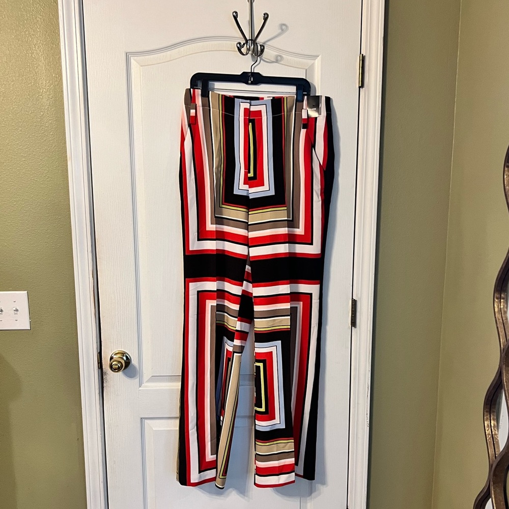 Brand new multi colored, high waist, wide leg pants